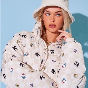 Checkered Hello Kitty Puffer Jacket NWT